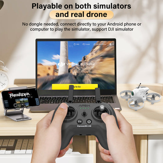 APEX G-129 RC Radio Transmitter Controller for FPV Racing Drone,with VR70 Mode and Elrs 2.4G Mode,Supports FPV Simulators,Suitable for FPV Beginners