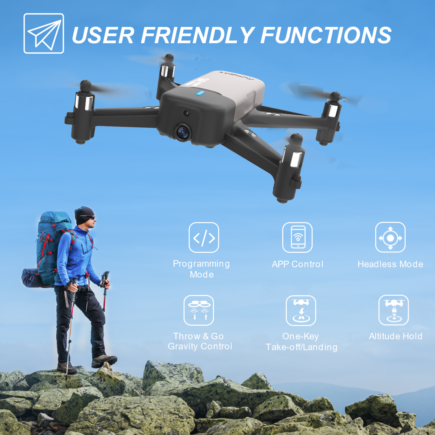APEX AT-149 Scratch Coding Drone, Education Programmable Drone with 720P HD Camera, Mini Drone for Kids Beginners
