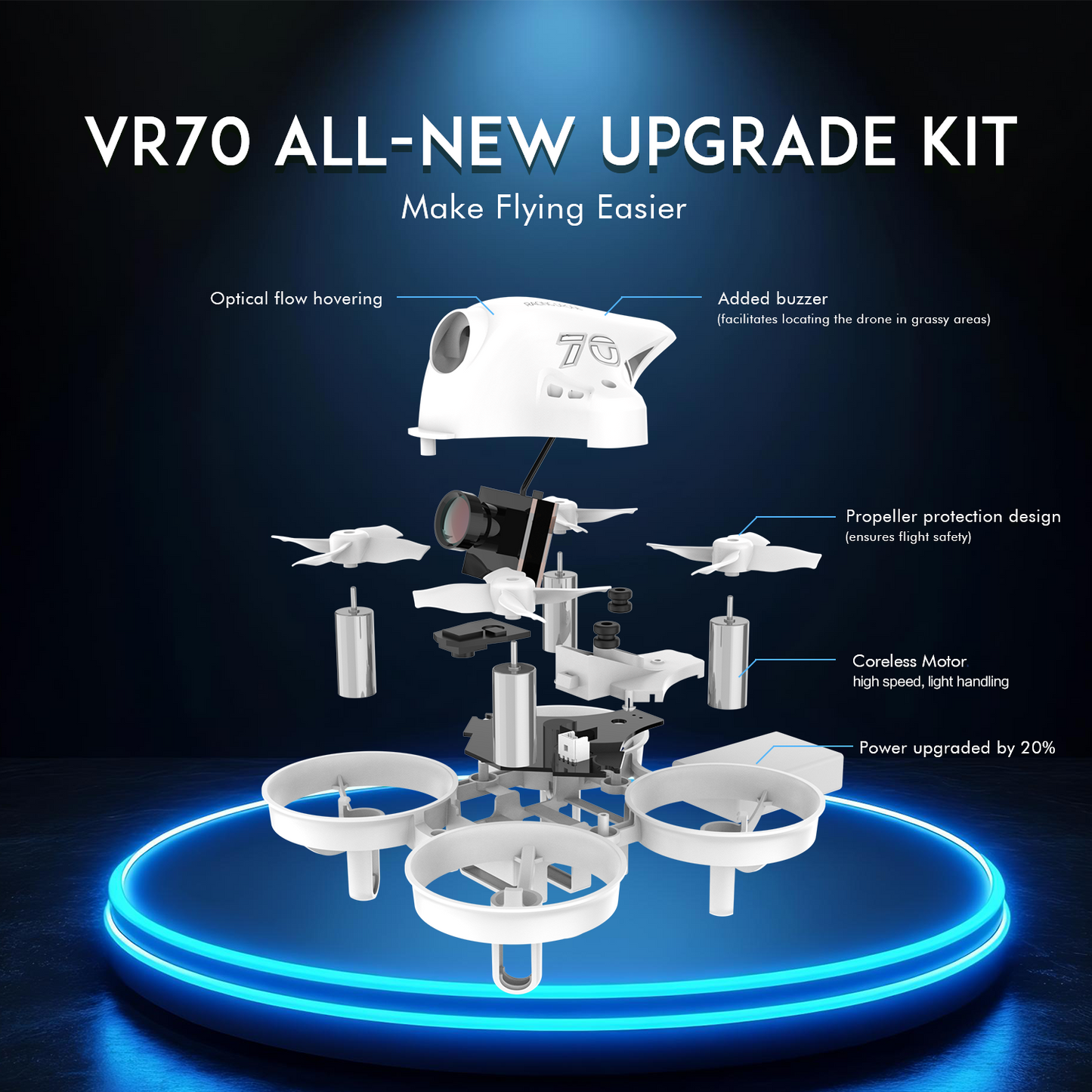 APEXFPV FPV Drone Kit,Beginners drone,Trainer Mode,Turtle Mode,Black Box,Anti-loss Beeper,Optical Flow Fixed Point,Drop-resistant,Have Video Tutorials.VR70-4.0