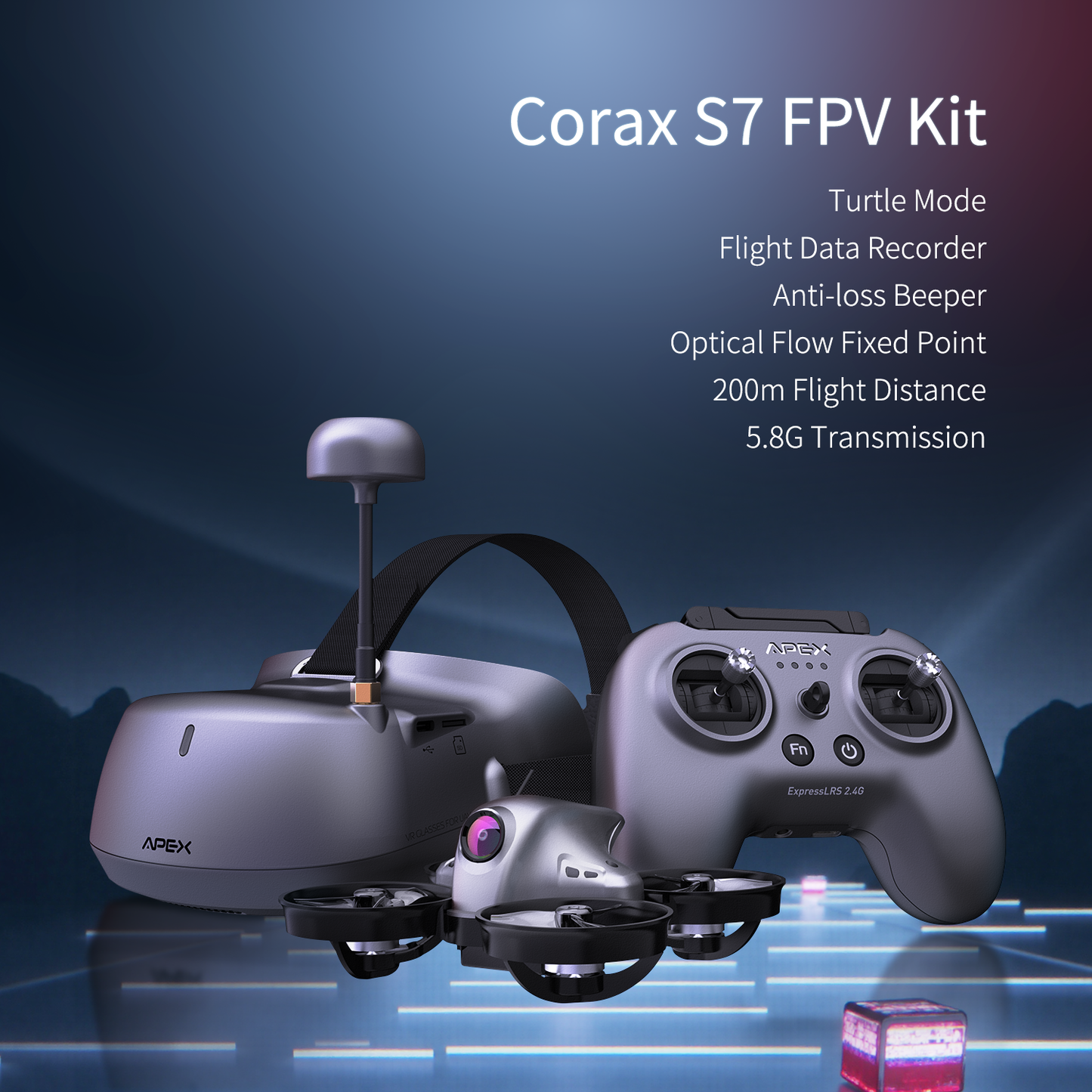 APEXFPV FPV Drone Kit,Brushless,Anti-Turtle Mode,Black Box,Anti-loss Beeper,Optical Flow Fixed Point,Suitable for Beginners to Practice FPV Drone,Drop-resistant,Have Video Tutorials.-Corax